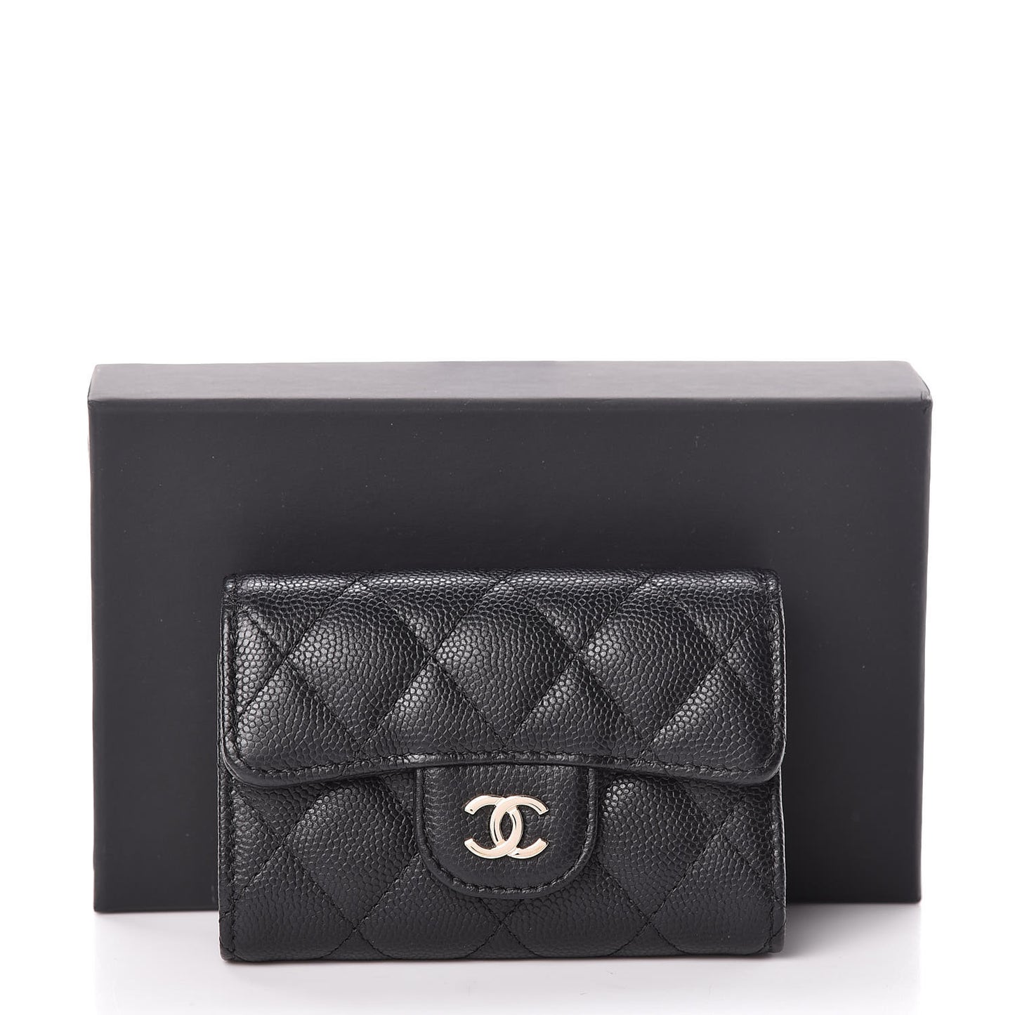 Caviar Quilted Classic 4 Key Holder Wallet Black