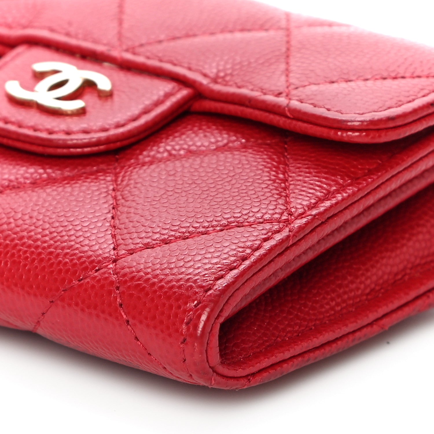 Chanel Caviar Quilted Flap Card Holder On Chain Red 10 of 11