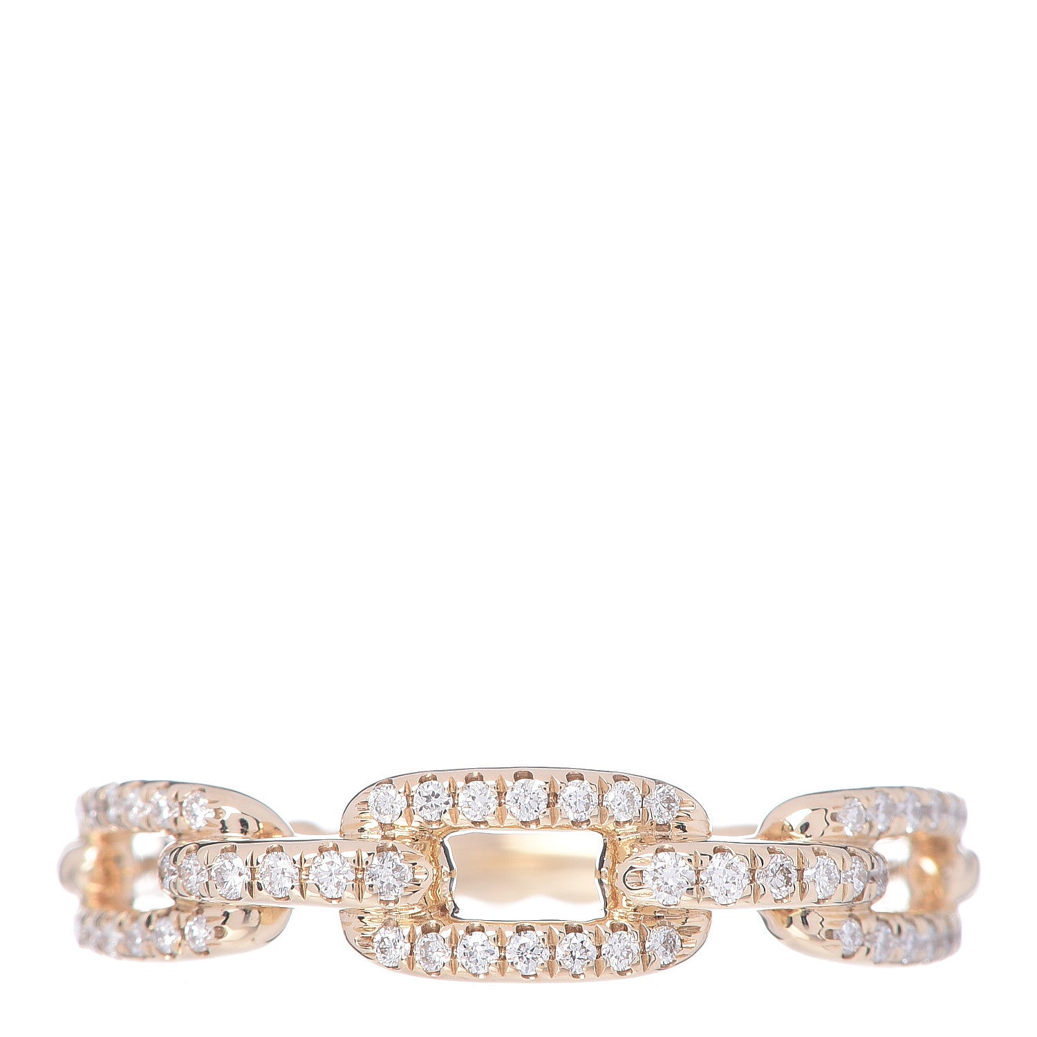 David Yurman 18K Yellow Gold Diamond 4.5mm Stax Single Row Chain Link Ring 53 6.5 1 of 6