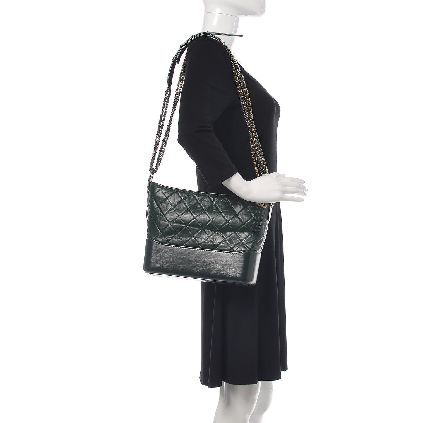 Aged Calfskin Quilted Medium Gabrielle Hobo Green