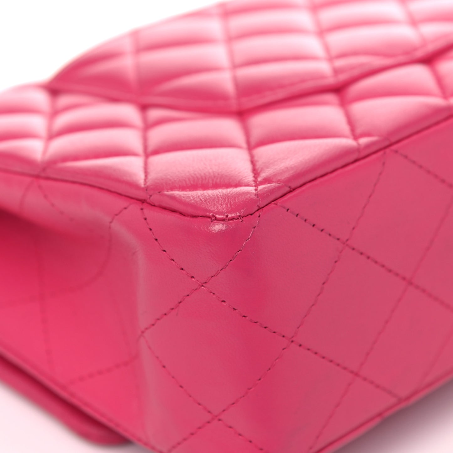 Lambskin Quilted Medium Double Flap Dark Pink