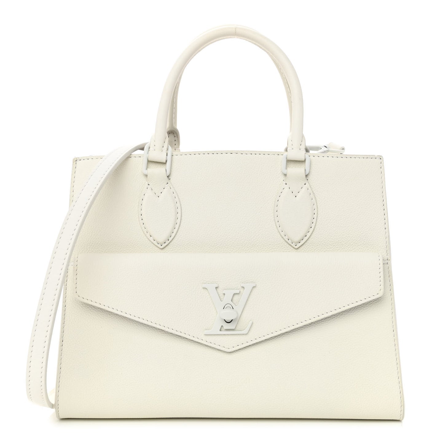 Soft Calfskin Lockme Tote PM White