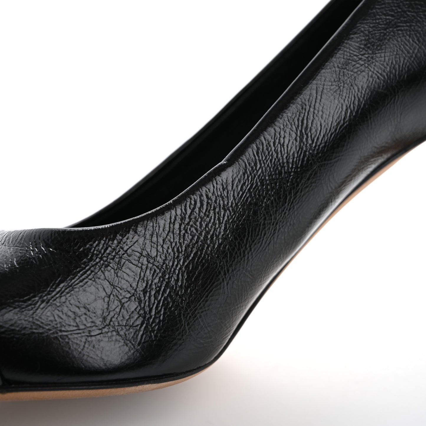 Lambskin Patent Calfskin Cap Toe CC Pumps 34 Black