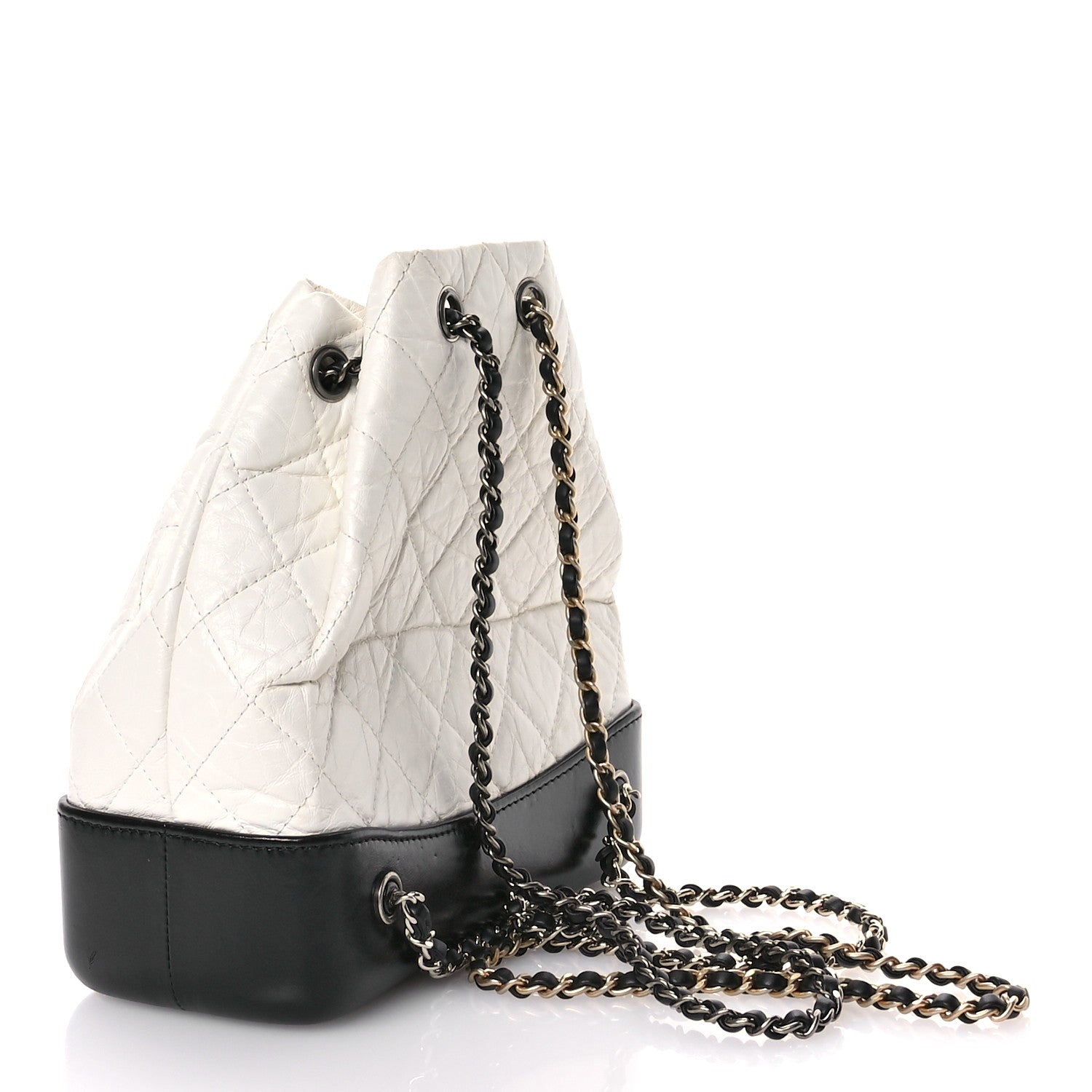 Chanel Aged Calfskin Quilted Small Gabrielle Backpack Black White 3 of 11