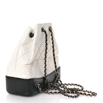 Chanel Aged Calfskin Quilted Small Gabrielle Backpack Black White 3 of 11