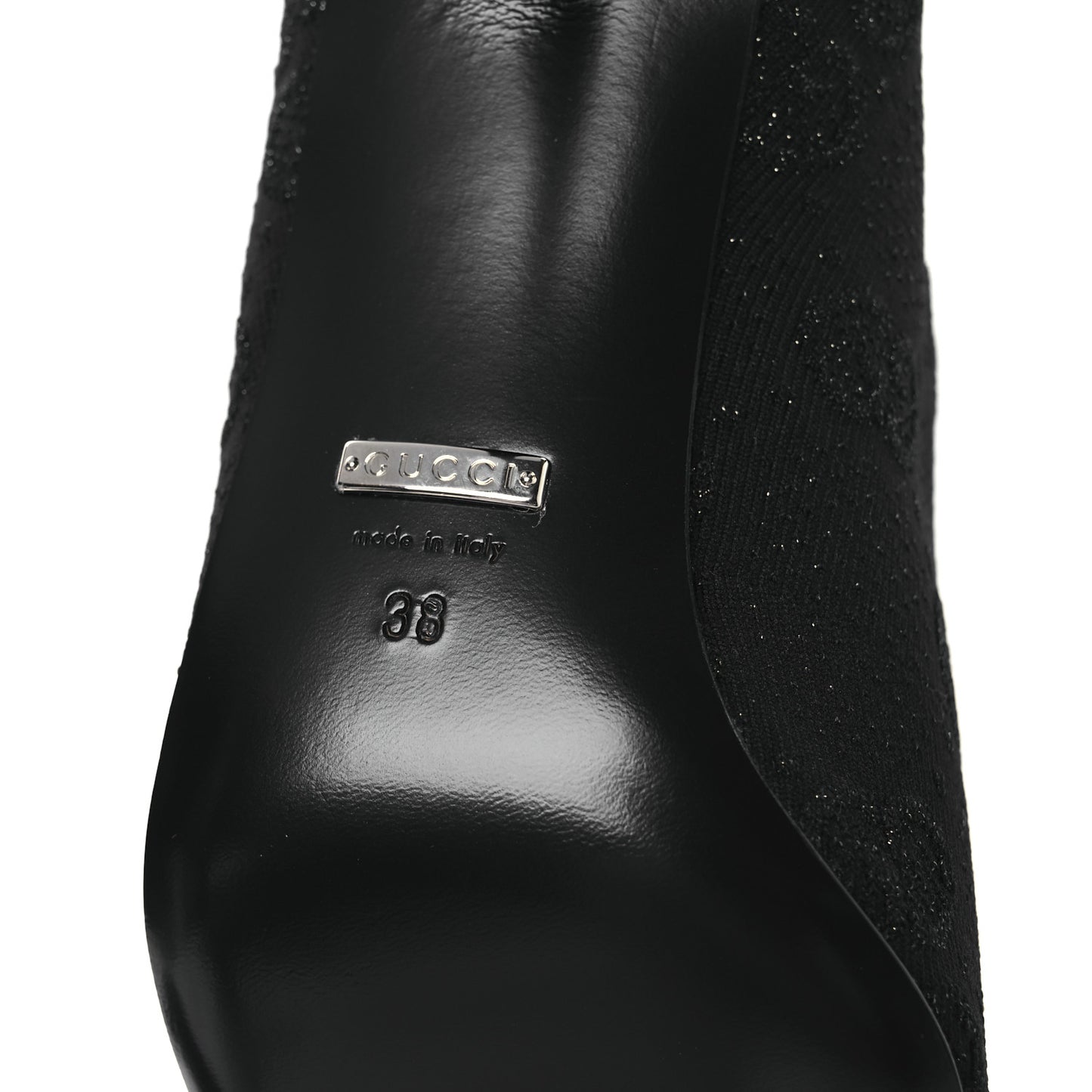 Technical Jersey Knit GG Monogram Square G 75mm Ankle Boots 38 Black Gray