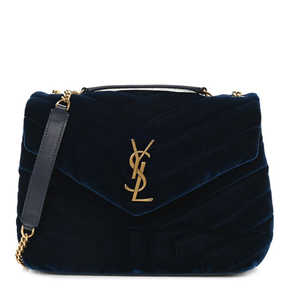 Saint Laurent Velvet Y Quilted Monogram Small Loulou Chain Satchel Medium Blue 1 of 11