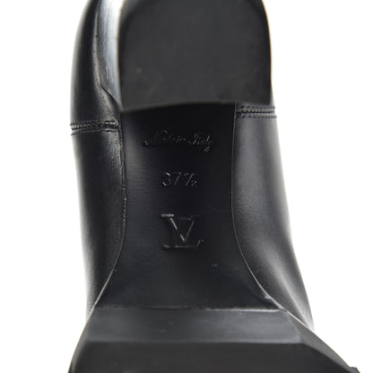 Louis Vuitton Calfskin Monogram Uniformes Chelsea Lug Sole 80mm Ankle Boots 37.5 Black 6 of 7