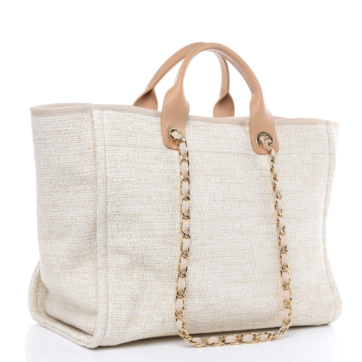 Chanel Canvas Large Deauville Tote Light Beige 4 of 11