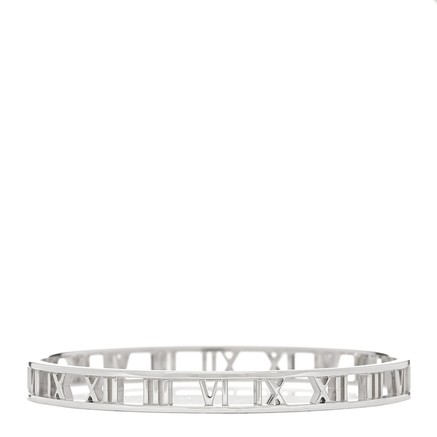 Sterling Silver Narrow Atlas Open Bangle Bracelet