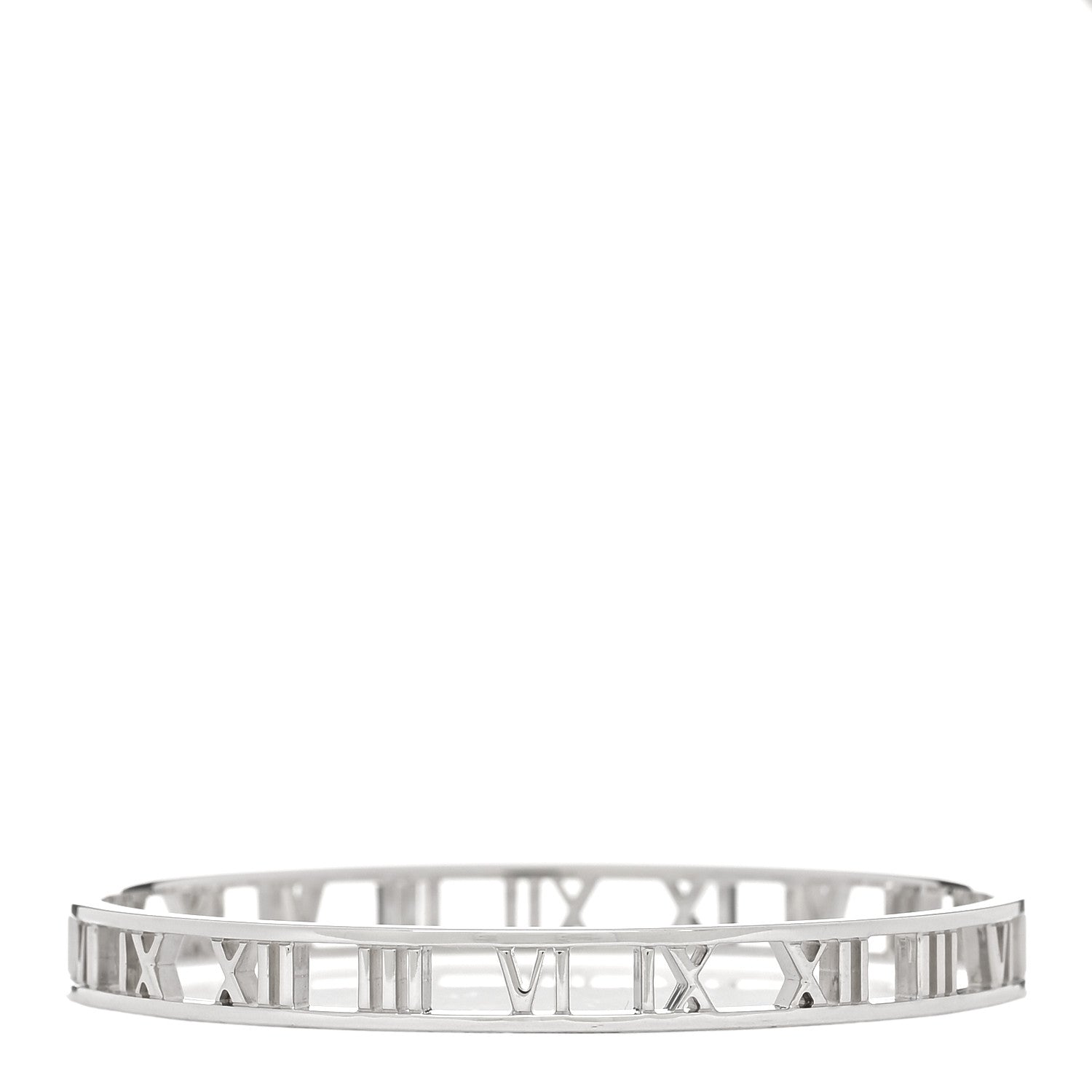 Tiffany Sterling Silver Narrow Atlas Open Bangle Bracelet 1 of 4