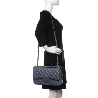 Chanel Lambskin Quilted Jumbo Double Flap Light Blue 2 of 10