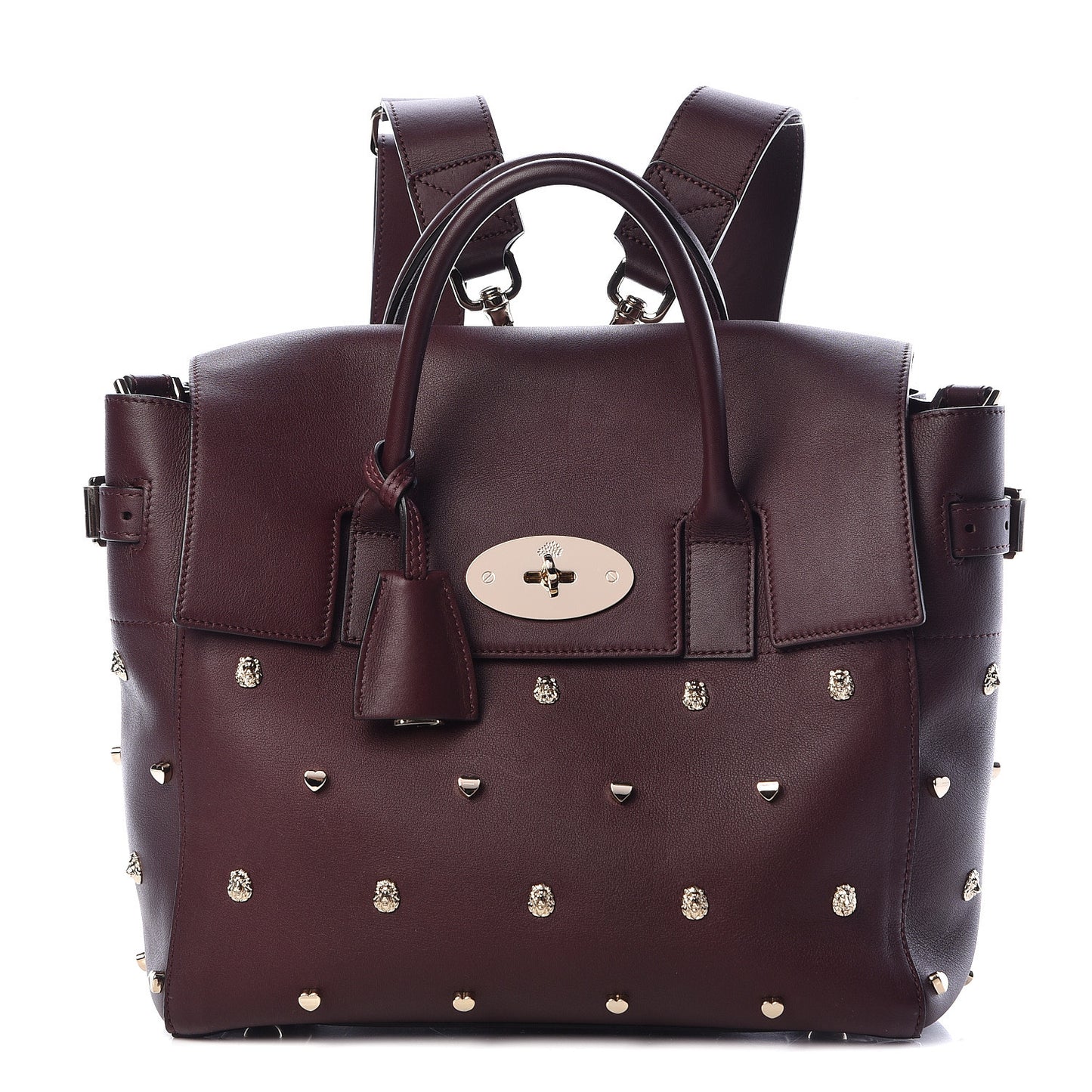 Calfskin Studded Medium Cara Delevingne Convertible Satchel Oxblood