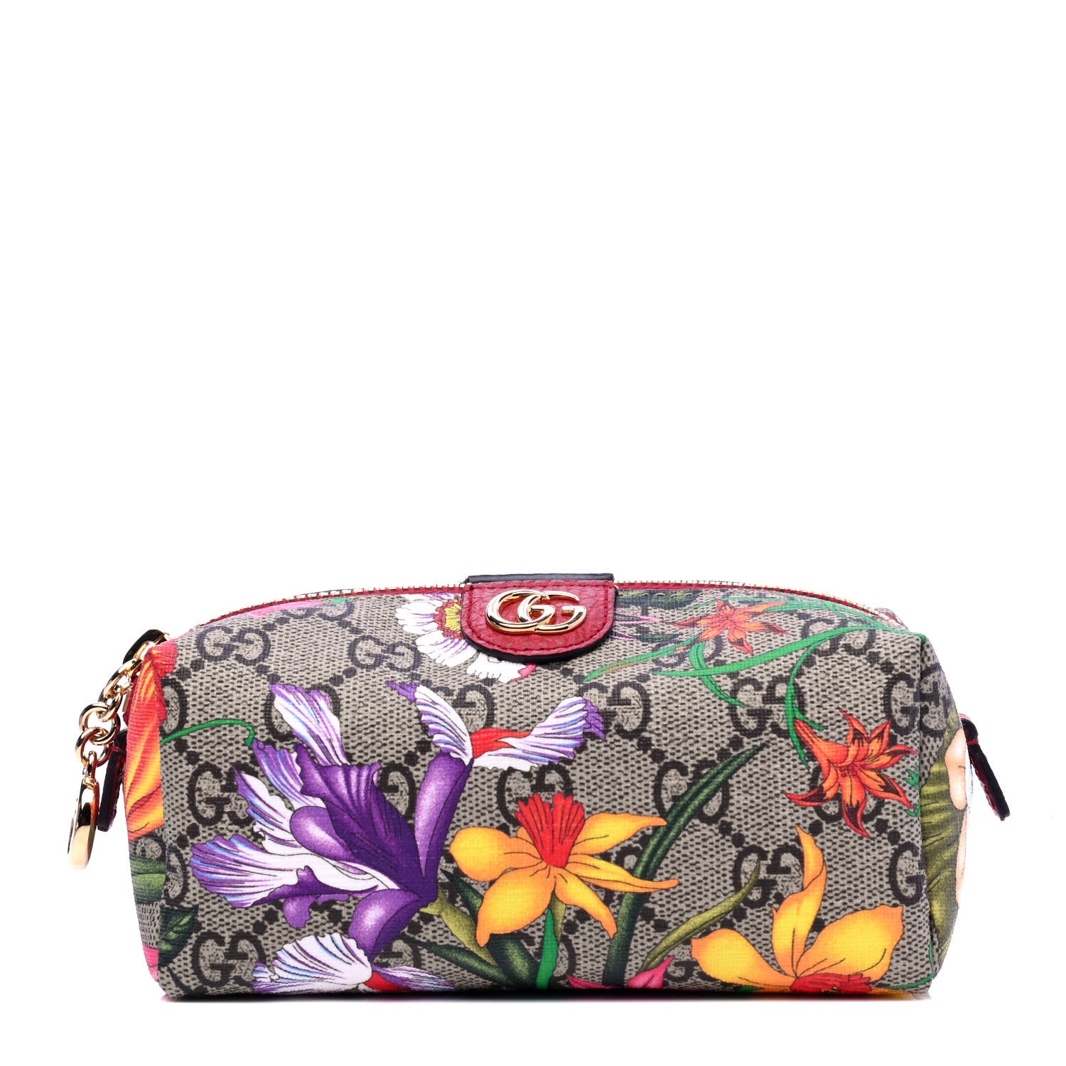 Gucci Soft GG Supreme Monogram Flora Calfskin Small Ophidia Cosmetic Case Beige Ebony Multicolor Rosso 1 of 4