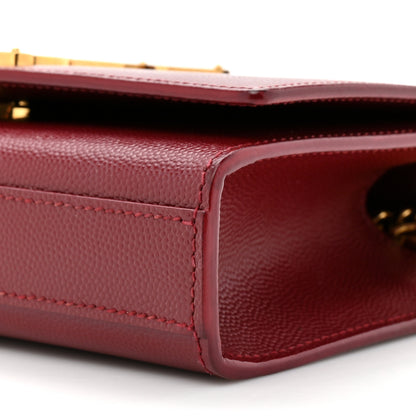 Saint Laurent Grain De Poudre Small Monogram Kate Satchel Red 9 of 14