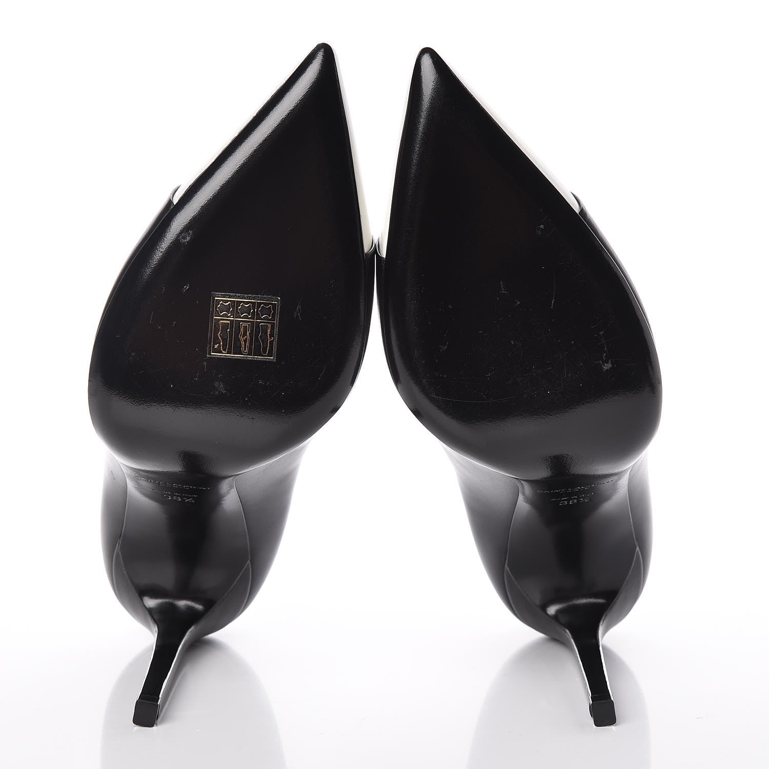 Saint Laurent Calfskin Bi-Color Cap Toe 105 Pumps 38.5 Black Porcellana 7 of 12