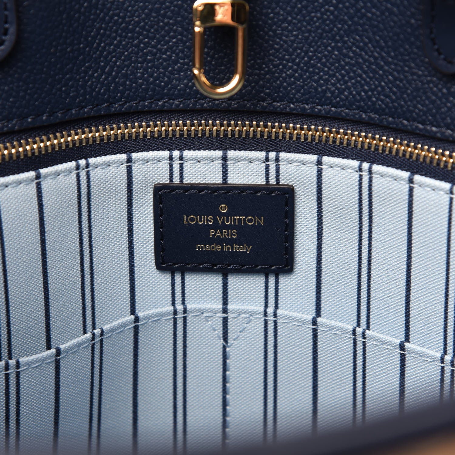 Louis Vuitton Raffia Calfskin Monogram Giant Onthego MM Blue 8 of 10