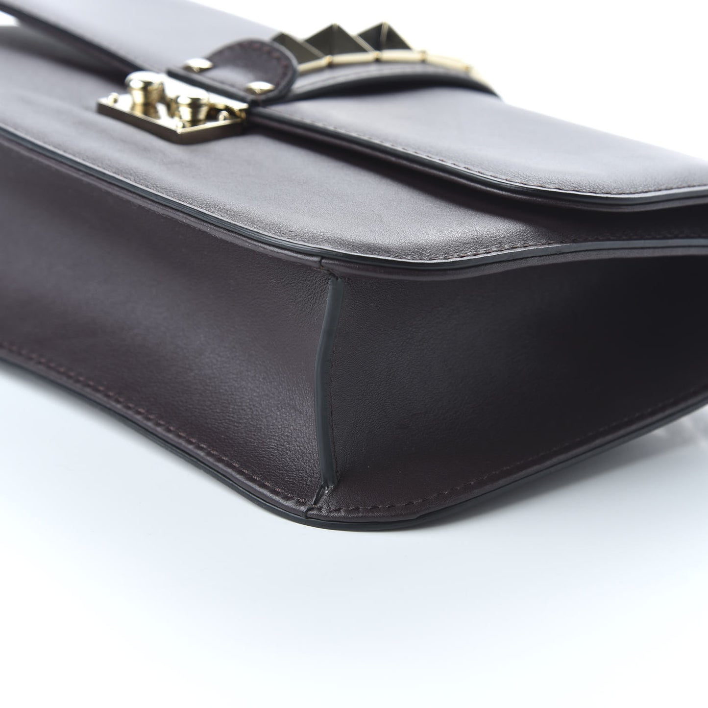 Vitello Medium Glam Lock Rockstud Flap Griotte