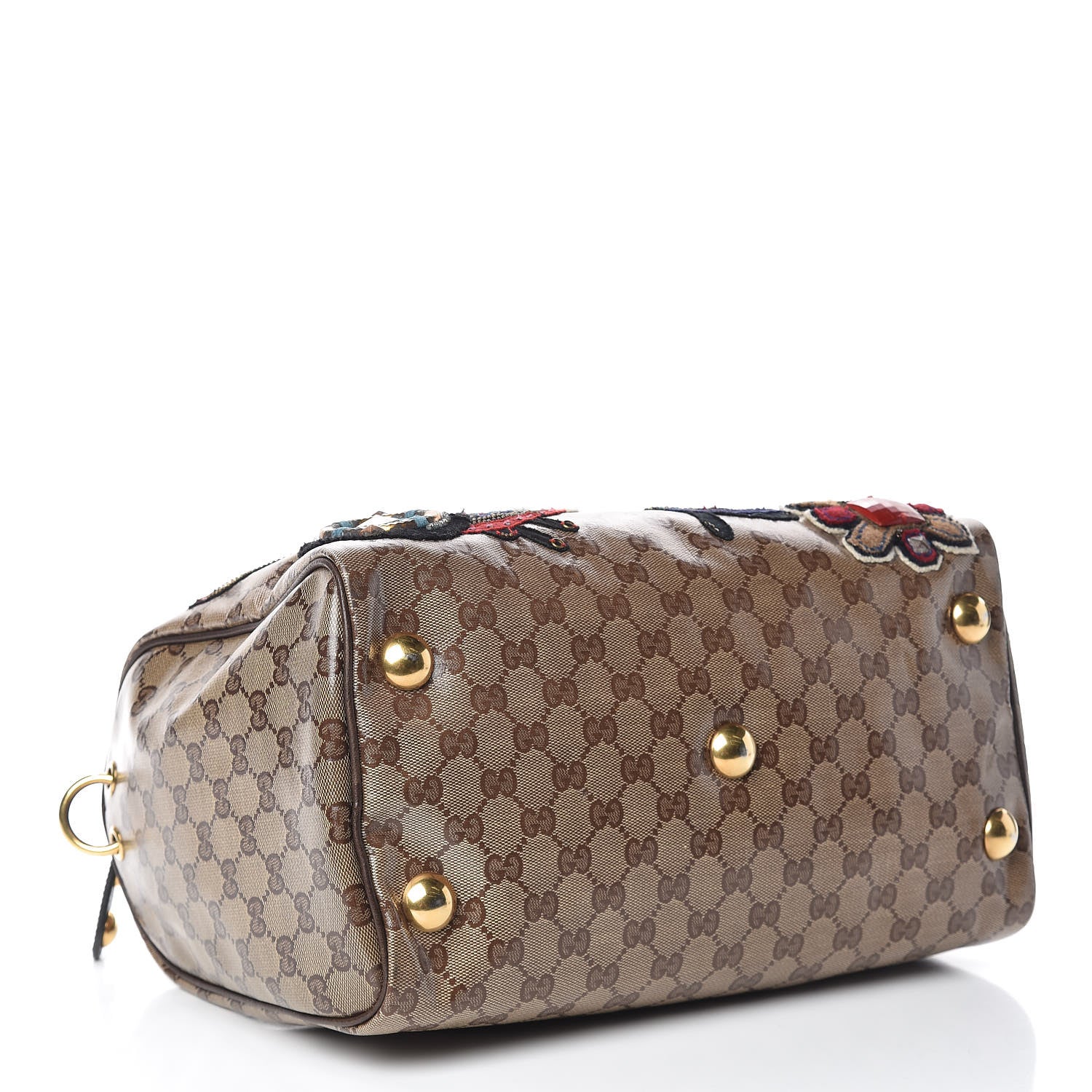 Gucci Crystal Monogram Fable Embroidered Large Babouska Boston Beige 4 of 20