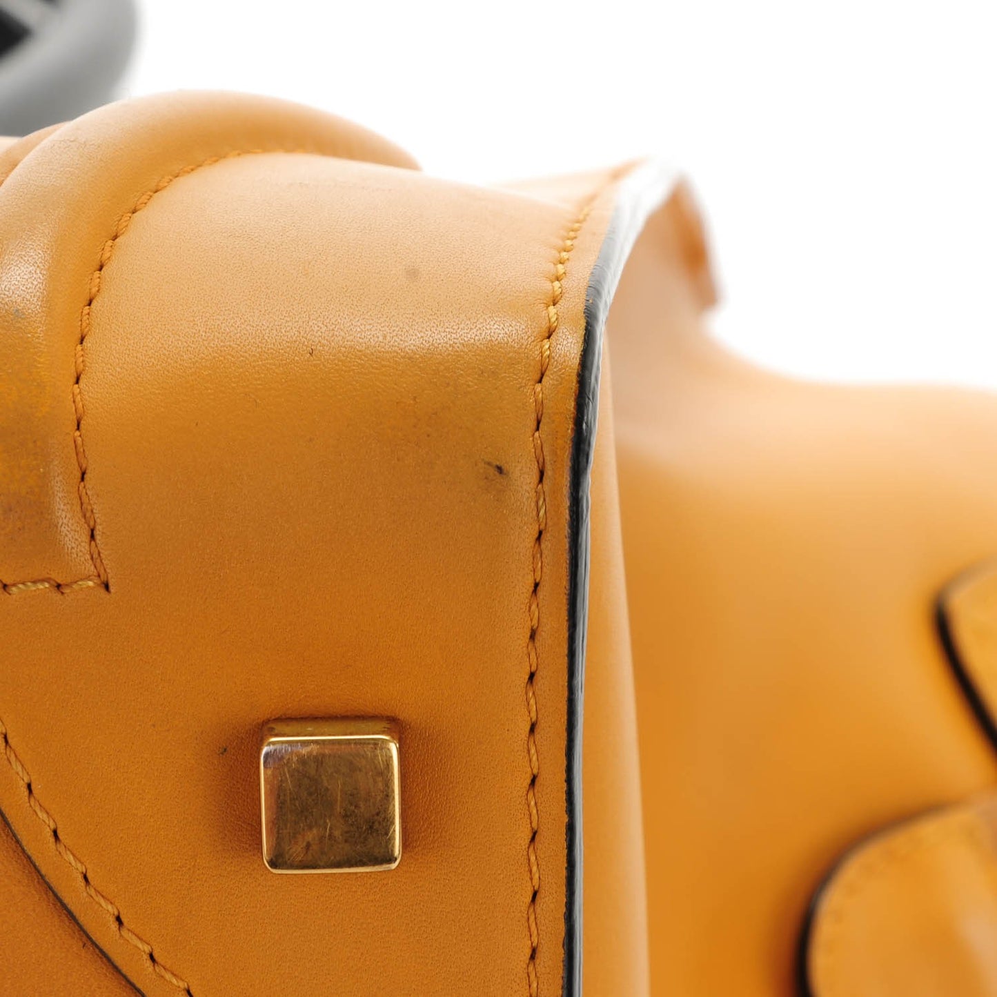 Satin Calfskin Mini Bi-Color Luggage Amber