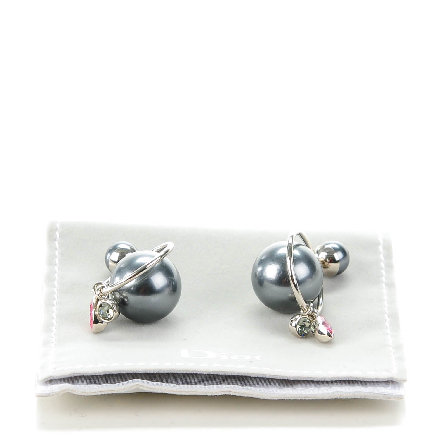 Christian Dior Pearl Crystal Mise En Dior Tribal Dangle Earrings Pink Grey 4 of 5