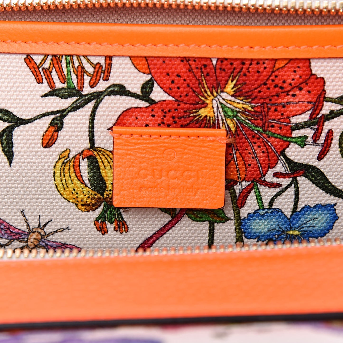 Canvas Medium Flora Tote White Multicolor Orange Fluo
