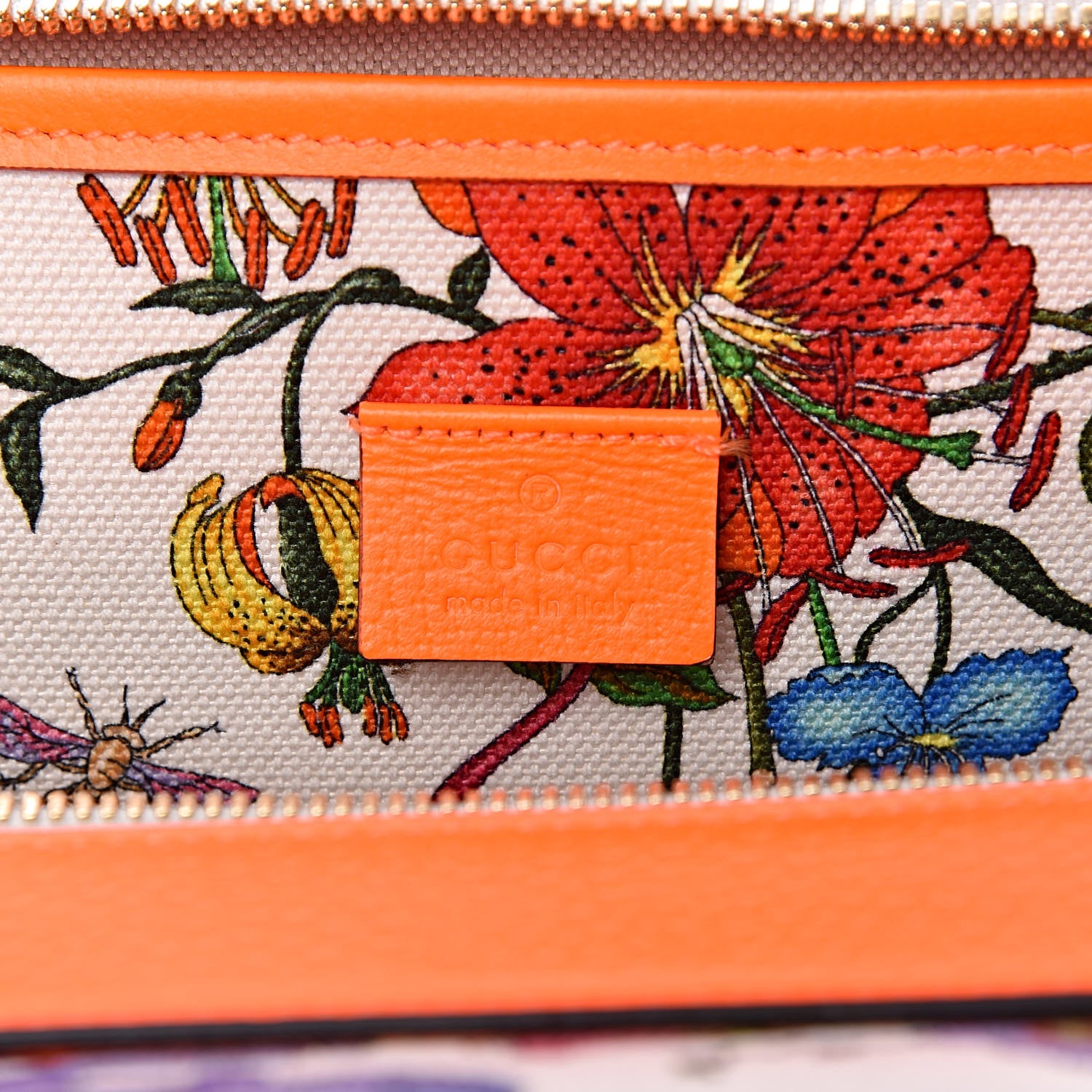Gucci Canvas Medium Flora Tote White Multicolor Orange Fluo 7 of 10