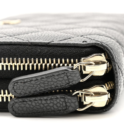 Chanel Caviar Quilted Large Gusset Double Zip Around Wallet Black 12 of 13