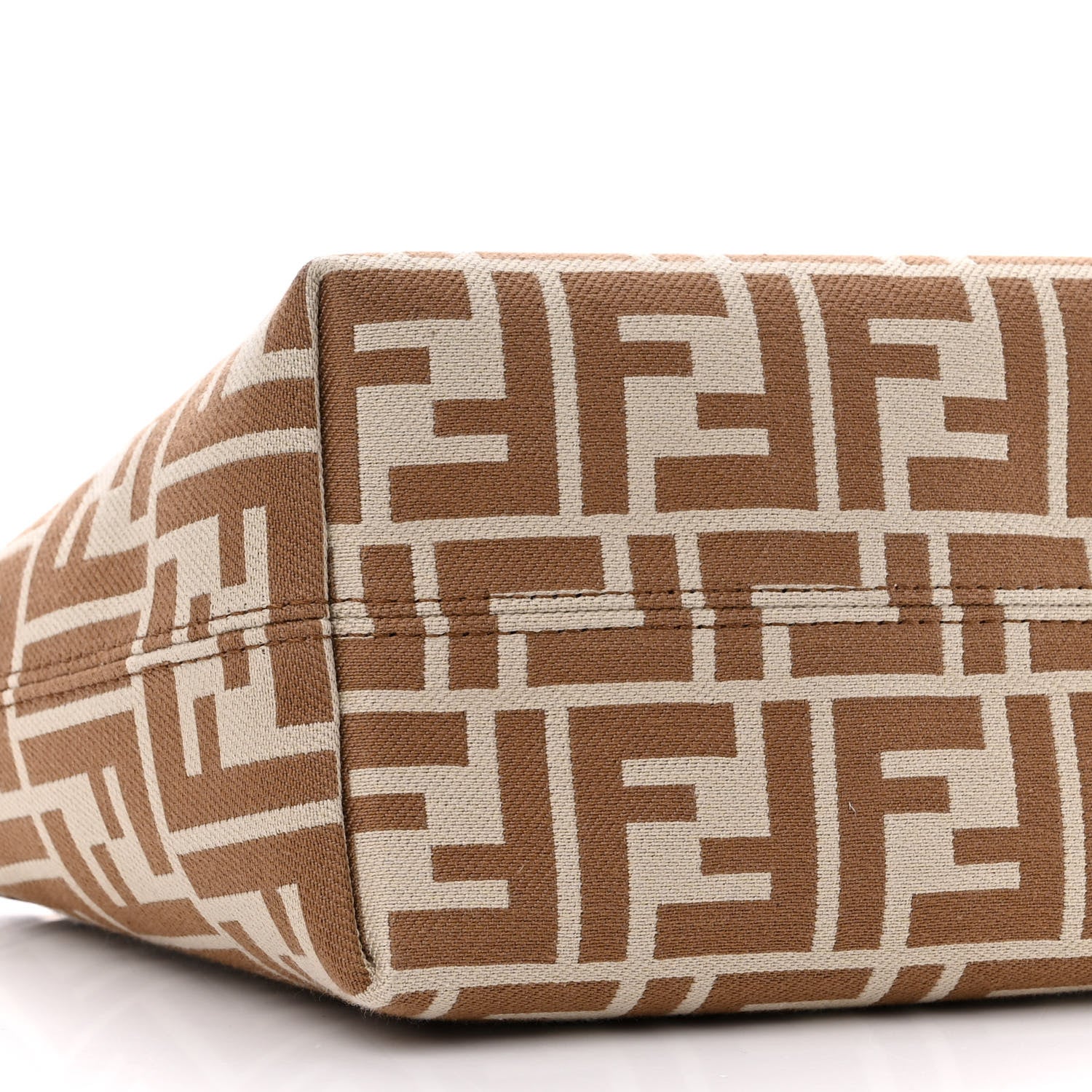 Fendi Fabric Calfskin FF Mini Roll Tote Beige Sand 9 of 12