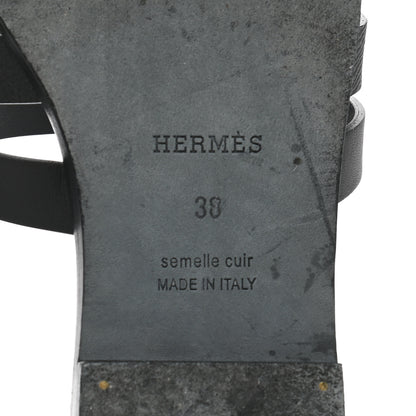 Hermes Calfskin Amore Sandals 38 Black 6 of 11