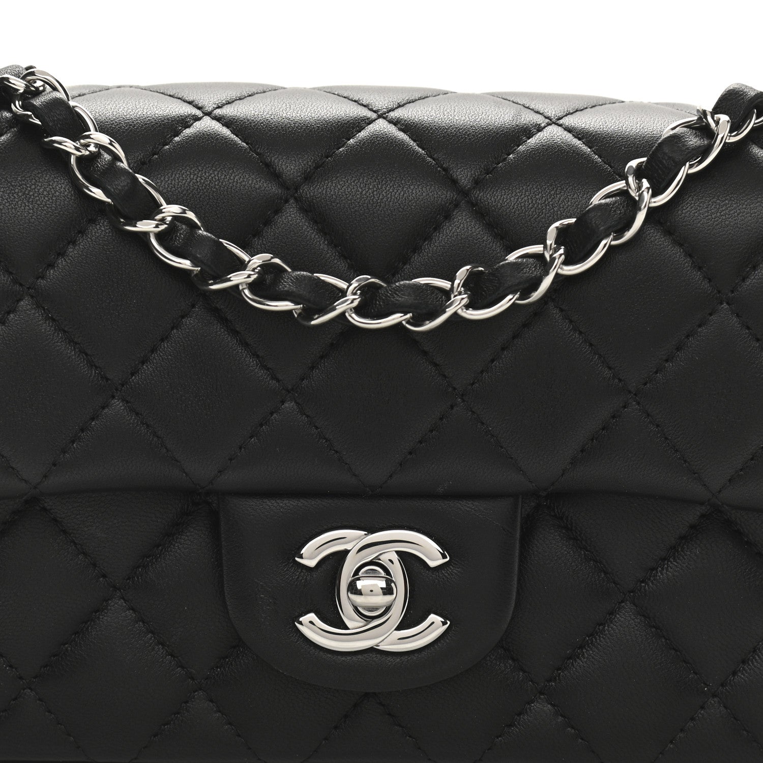 Chanel Lambskin Quilted Mini Rectangular Flap Black 9 of 12