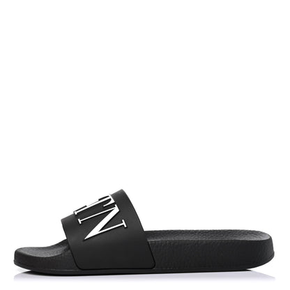 Valentino Garavani Rubber VLTN Pool Slide Sandals 36 Black 1 of 4