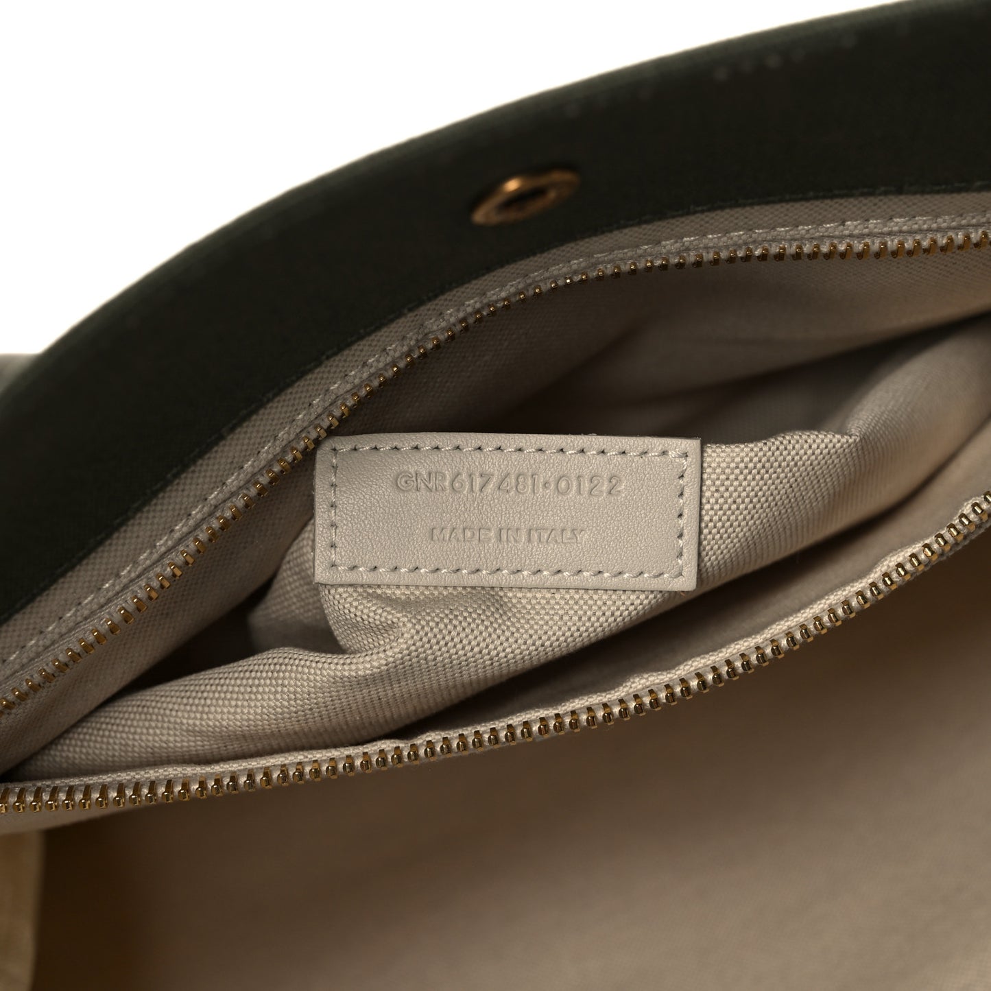 Linen Calfskin Small Rive Gauche Tote Military Green Blanc Vintage
