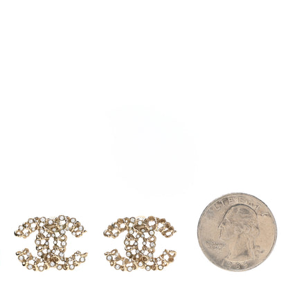 Chanel Crystal Chain Link CC Earrings Gold 2 of 5