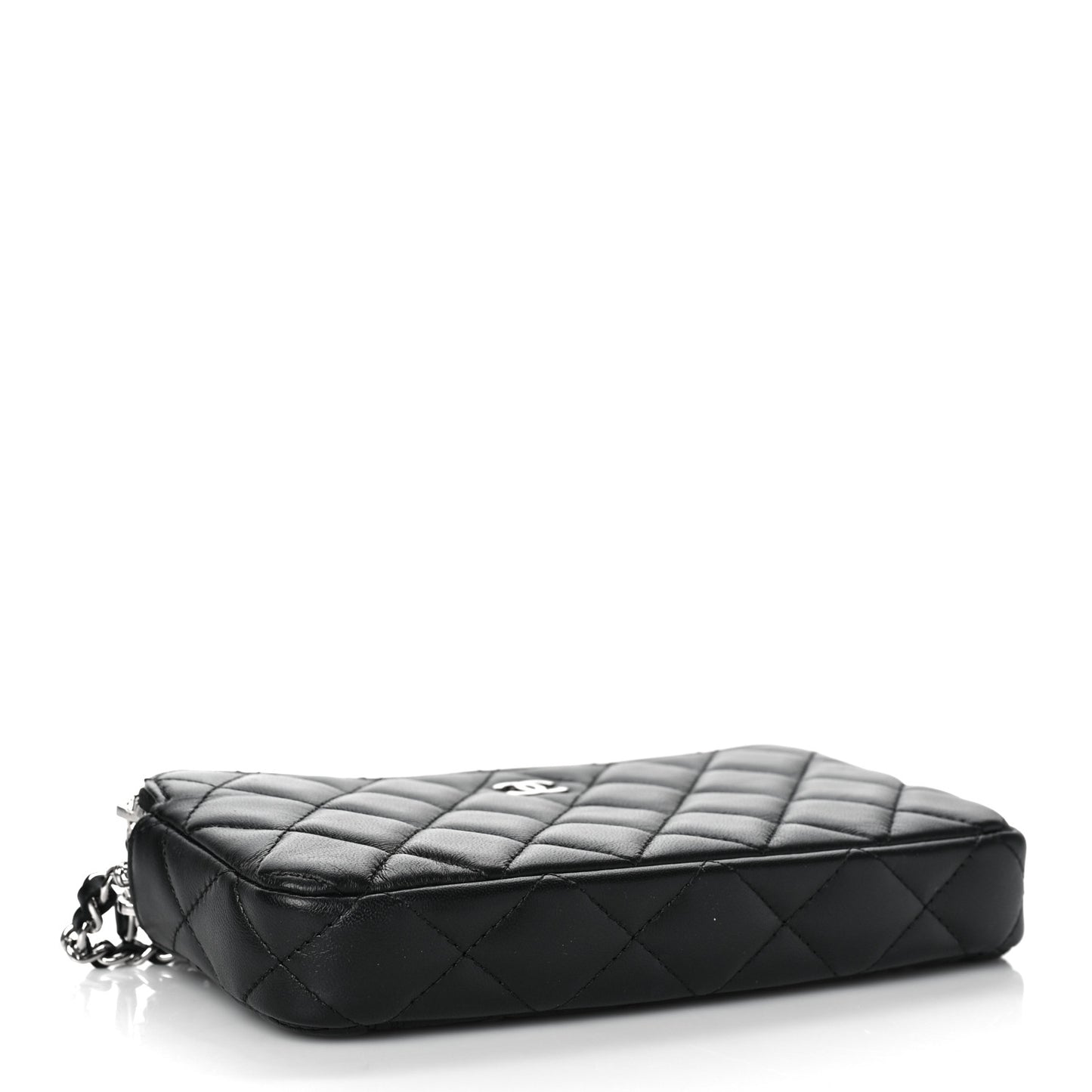 Lambskin Quilted Small Clutch With Chain Black