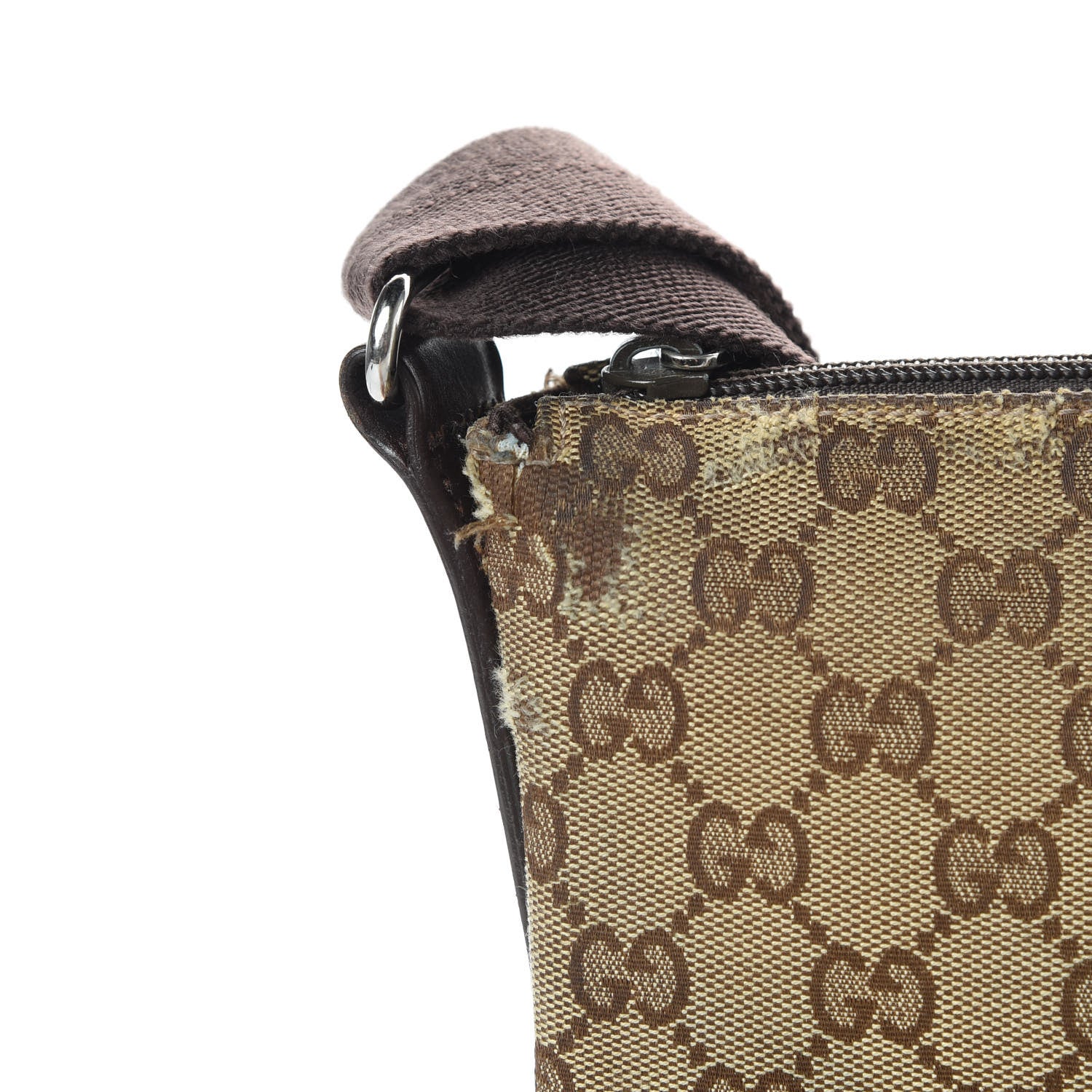 Gucci Monogram Calfskin Perforated Medium Flat Messenger Bag Dark Brown 16 of 18