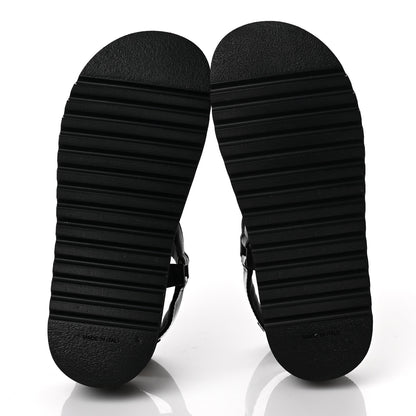 Chanel Lambskin Logo Platform Sandals 37 Black White 6 of 10