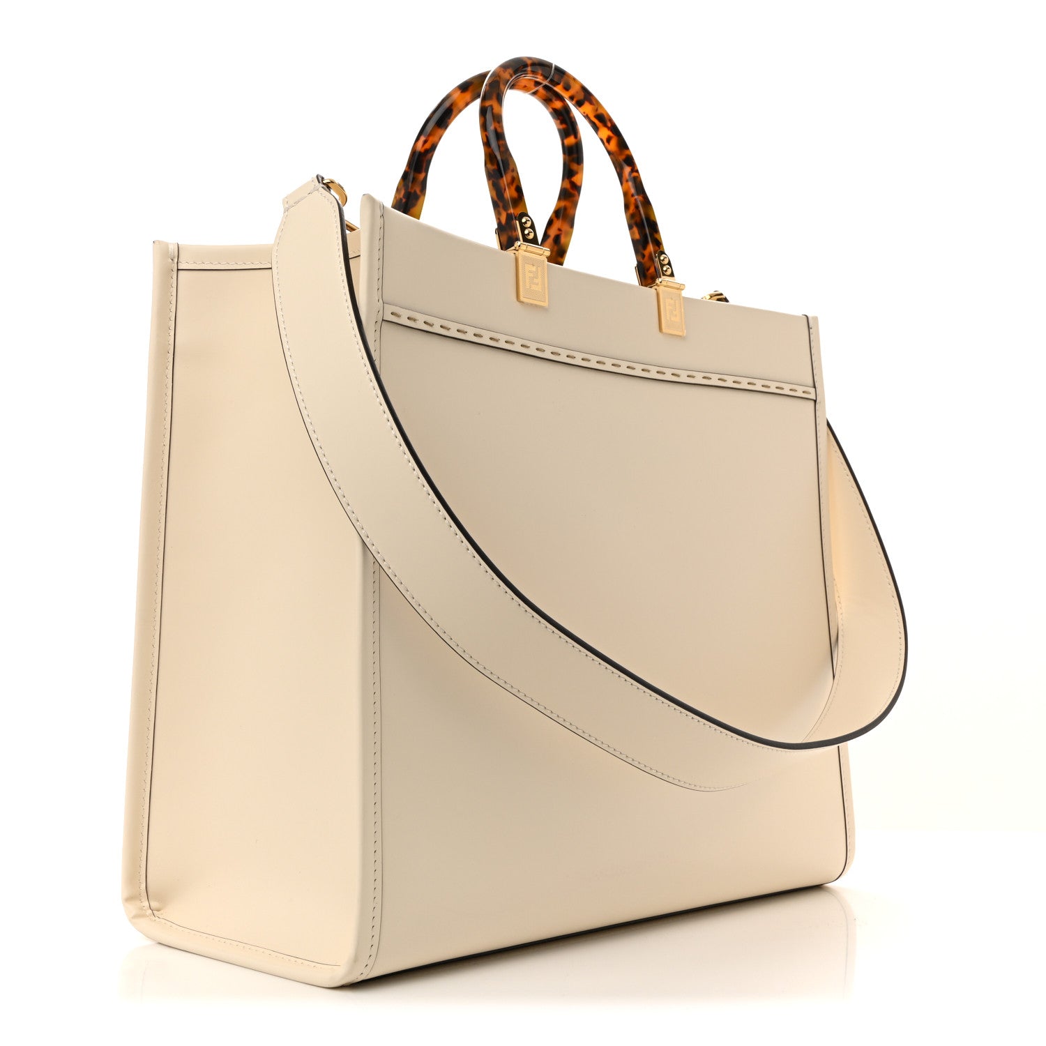 Fendi Vitello King Plexiglass Medium Fendi Sunshine Shopper Tote White Ice 3 of 12