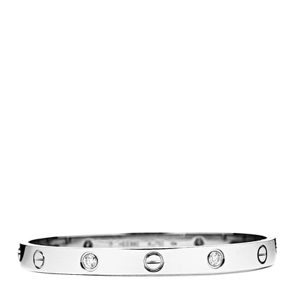 Cartier 18K White Gold 4 Diamond LOVE Bracelet 17 1 of 8