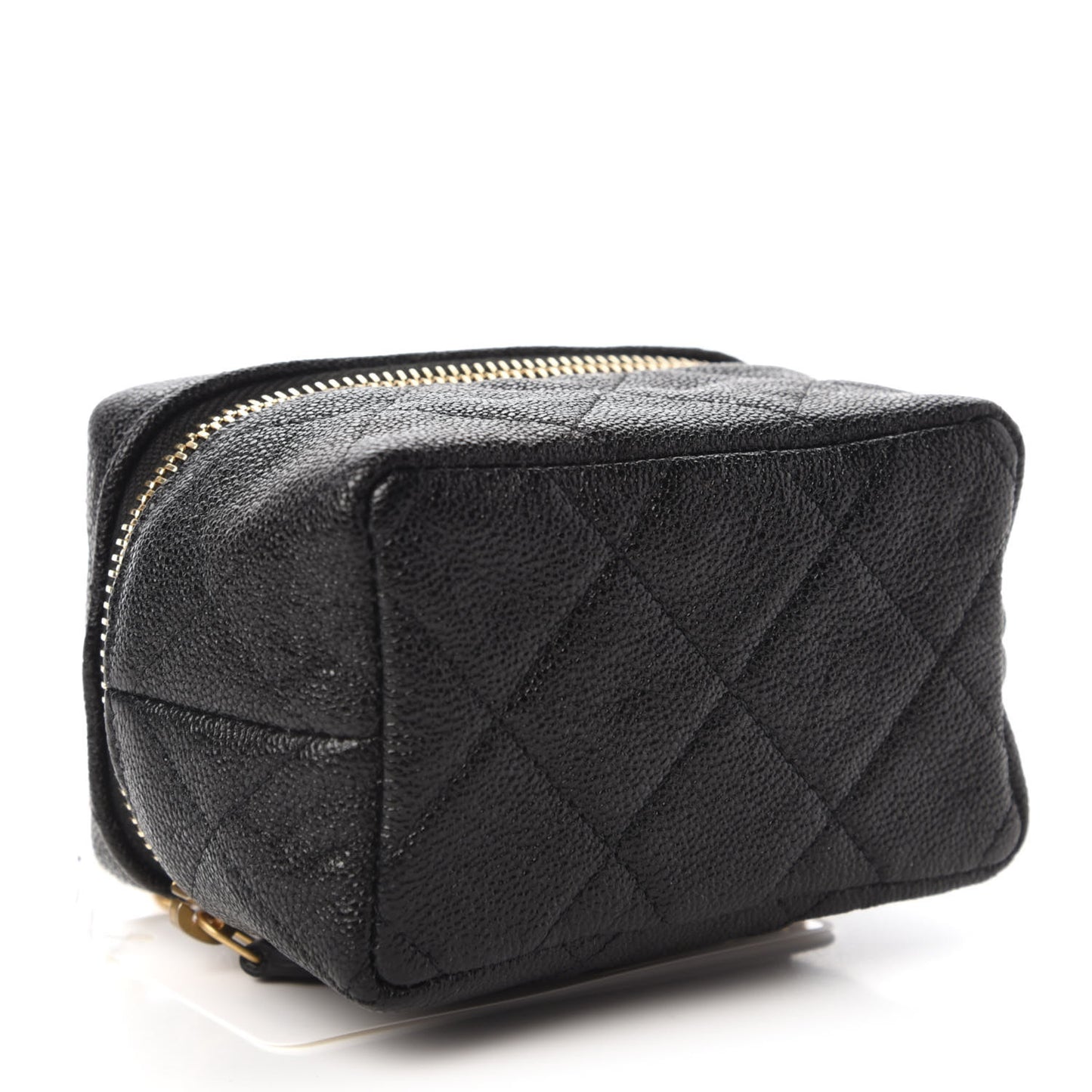 Caviar Quilted Mini Top Handle Vanity With Chain Black