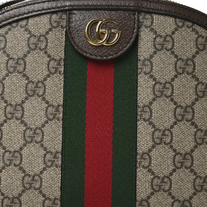 Gucci GG Supreme Monogram Textured Dollar Calfskin Web Small Ophidia Dome Shoulder Bag Beige Ebony New Acero 8 of 11