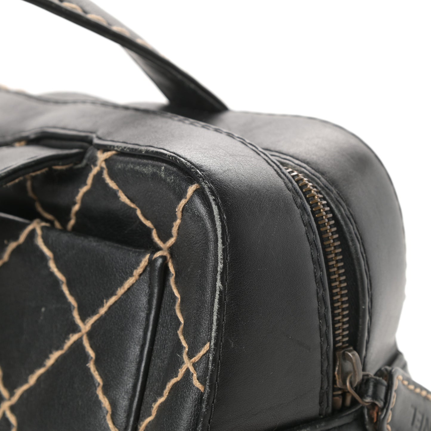 Calfskin Contrast Stitch Surpique Bowler Black