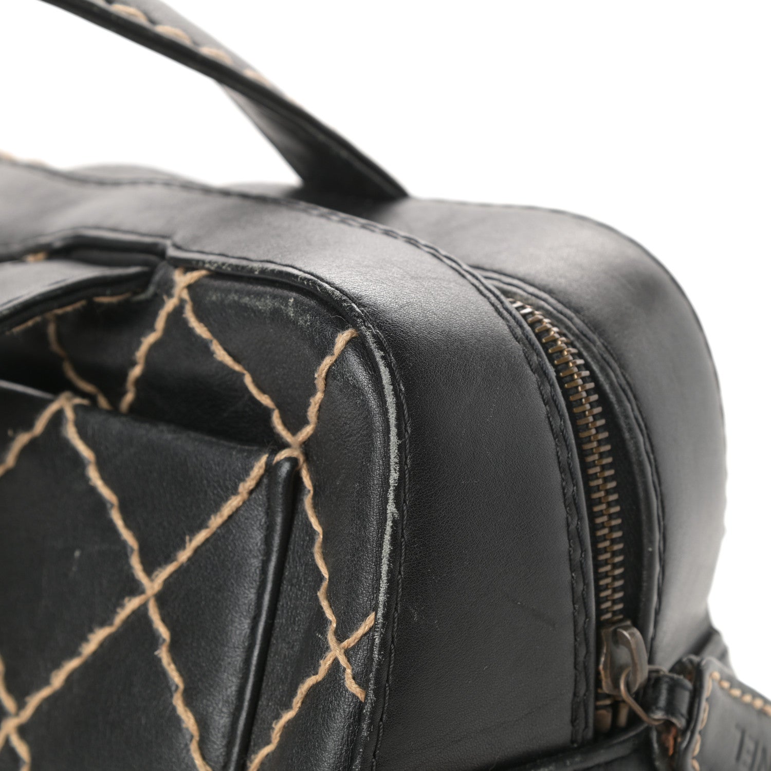 Chanel Calfskin Contrast Stitch Surpique Bowler Black 15 of 18