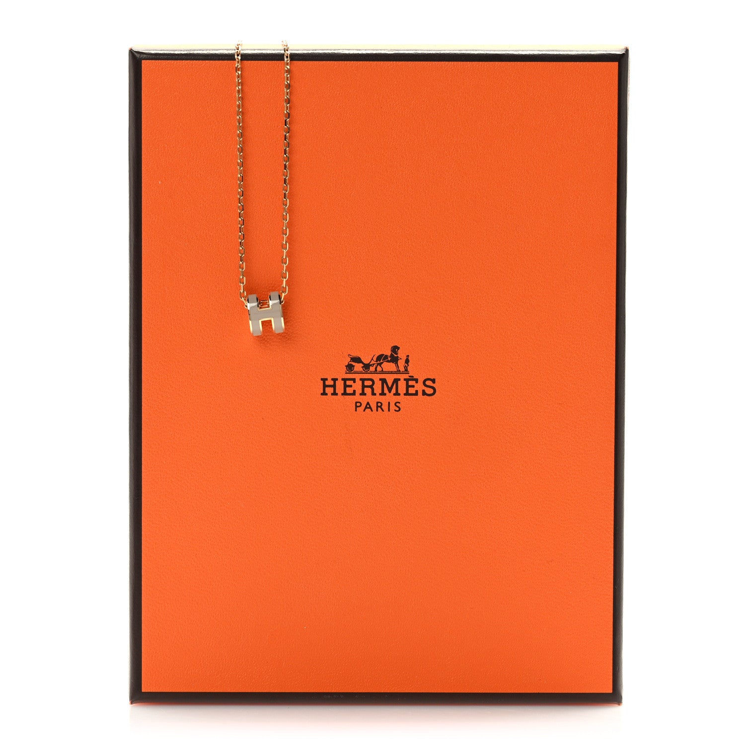 Hermes Lacquered Rose Gold Mini Pop H Pendant Necklace Marron Glace 7 of 7