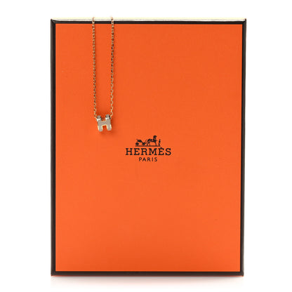 Hermes Lacquered Rose Gold Mini Pop H Pendant Necklace Marron Glace 7 of 7