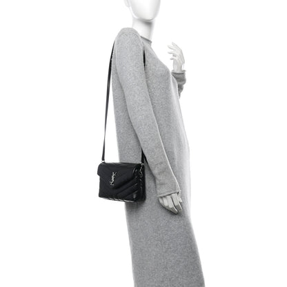 Saint Laurent Calfskin Y Quilted Monogram Toy Loulou Crossbody Bag Black 2 of 11