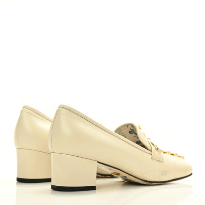 Gucci Goatskin Crystal Mid-Heel Loafer Pumps 40 Ivory 4 of 9