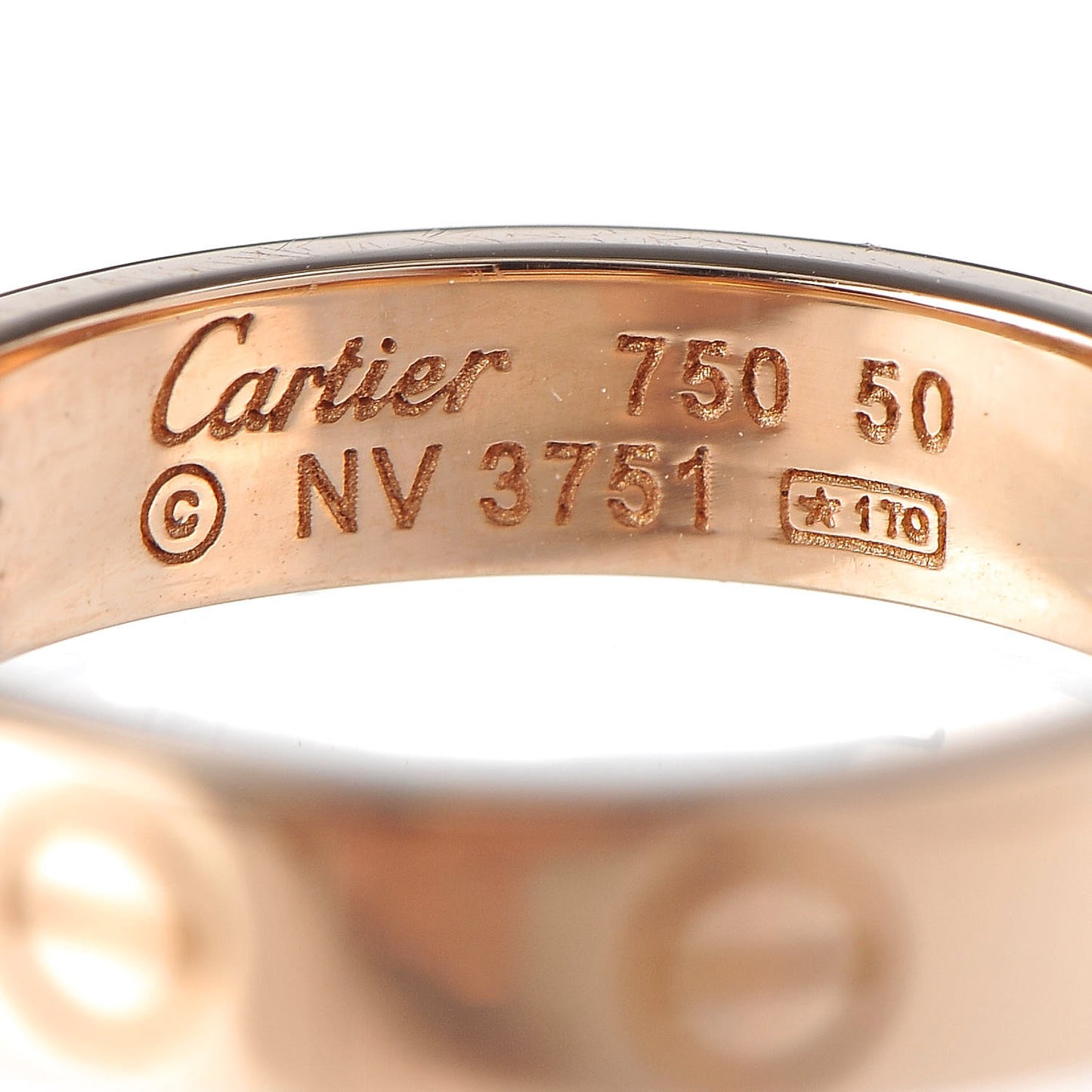 18K Pink Gold Diamond 4mm LOVE Ring 50 5.25