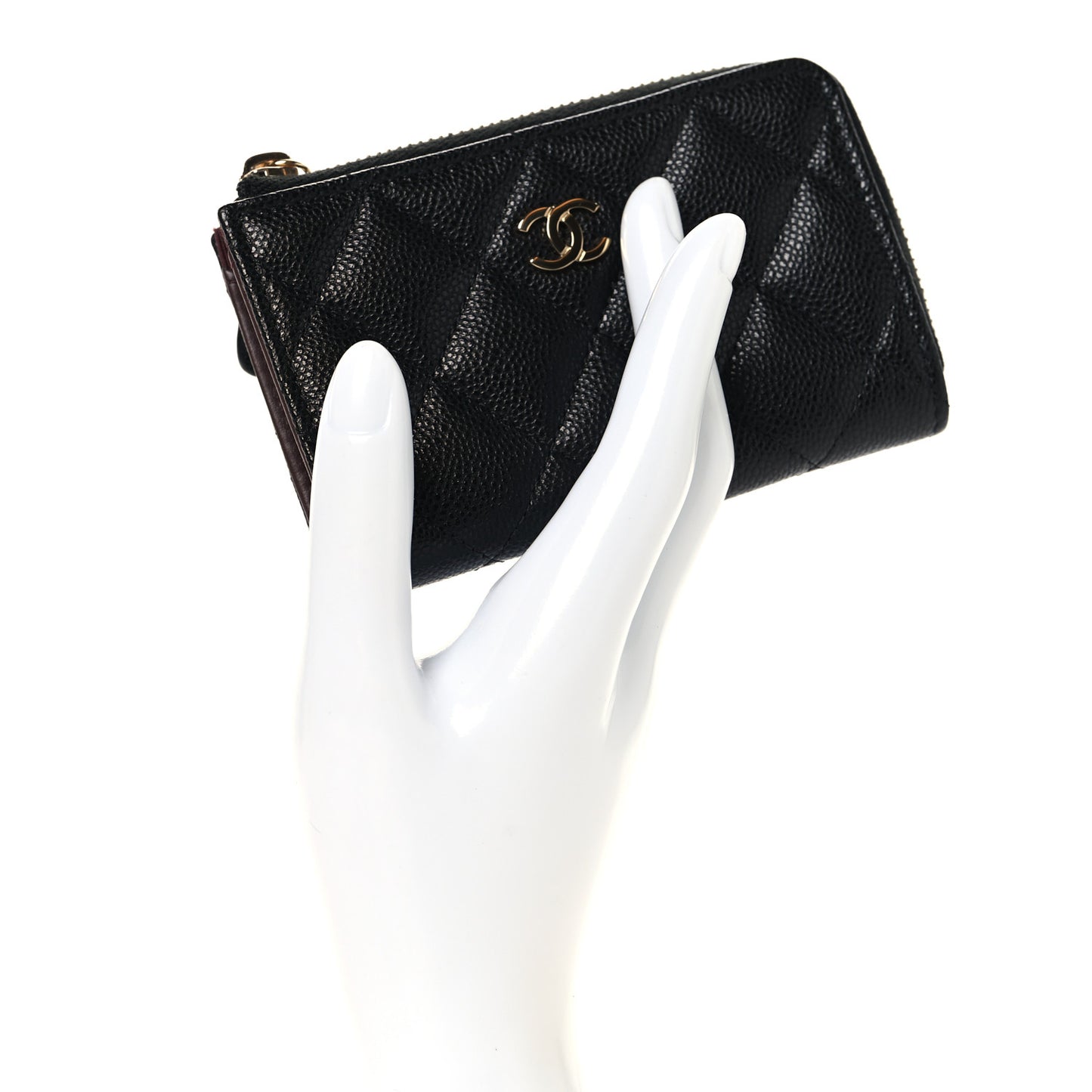 Caviar Quilted Zipped Key Holder Case Black