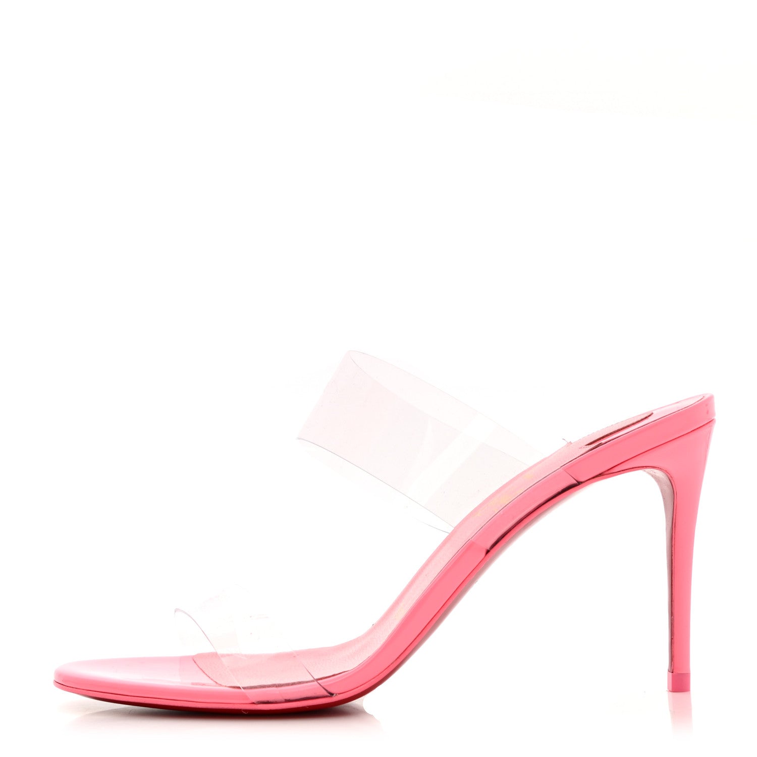 Christian Louboutin Patent PVC Just Nothing 85 Slide Sandals 36.5 Bubblegum 1 of 11
